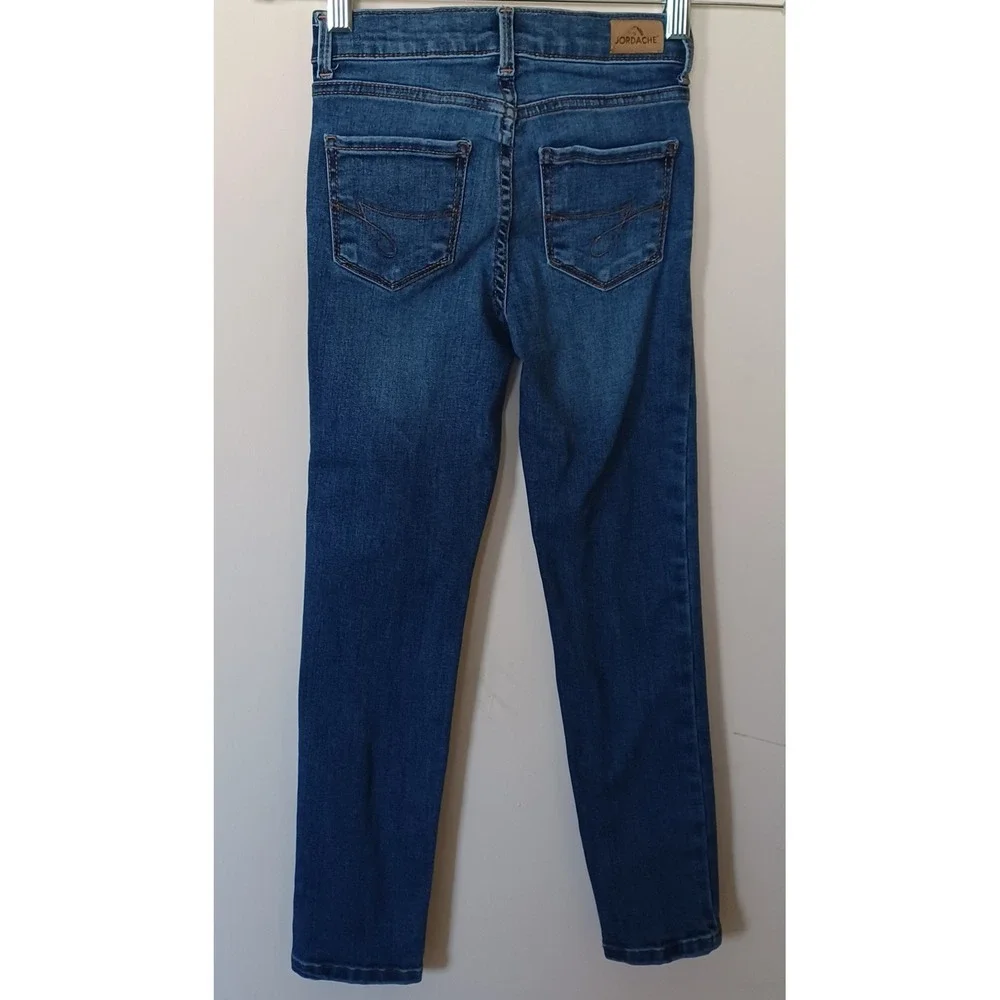 Jordache Girls Skinny Jeans Size 7‎ Medium Wash Distressed Denim Blue Pants